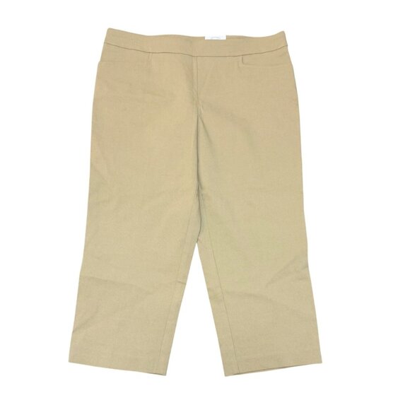 Time and Tru Capri Crop Pants Womens Size 14 Khaki Mid Rise Millennium Casual - Picture 1 of 12